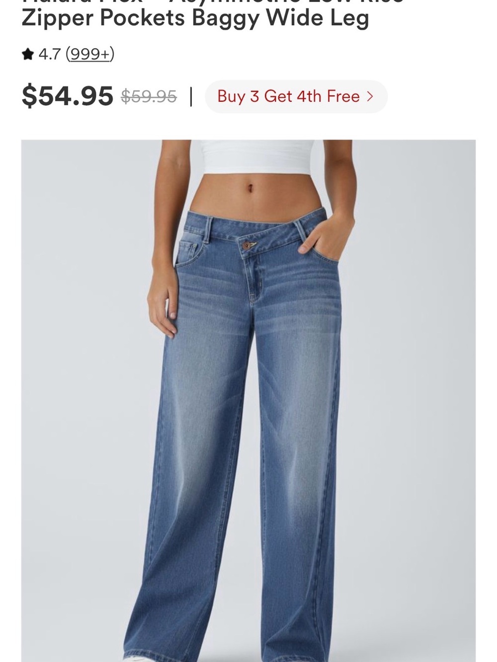 Halara Flex asymmetric jeans Light Blue Denim Jeans - Classic Wash